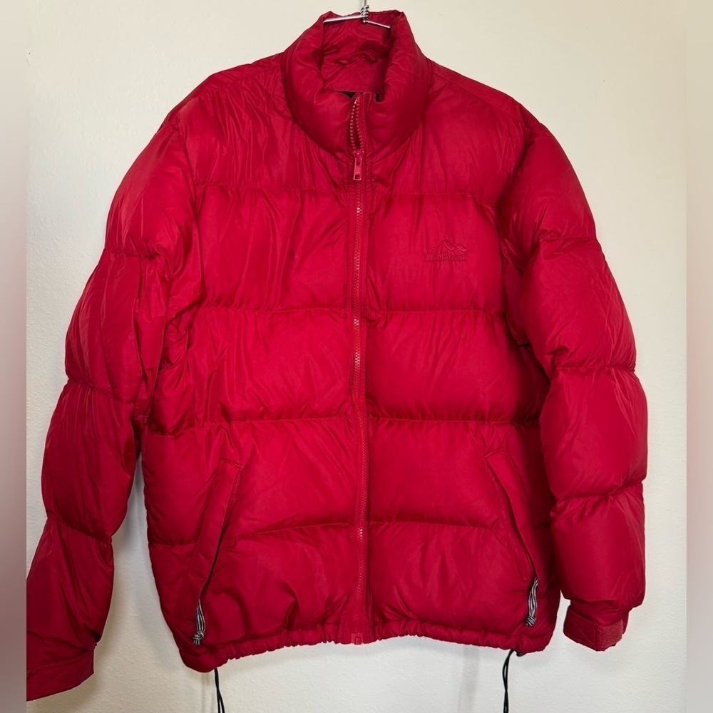 VINTAGE L.L.Bean Women's small Goose Down Puffer Jacket red. Packable.